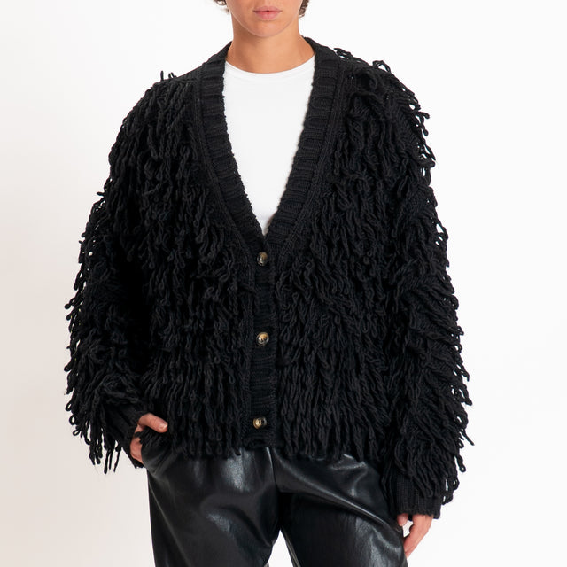 Vicolo-Cardigan misto lana effetto mongolia - Nero