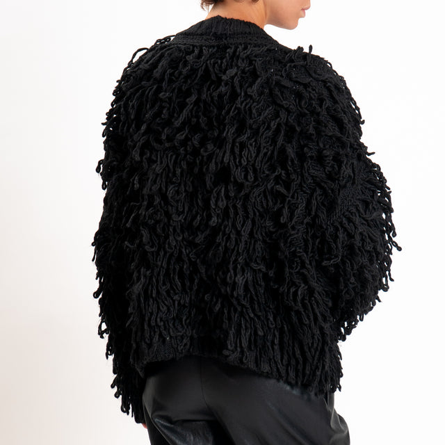 Vicolo-Cardigan misto lana effetto mongolia - Nero