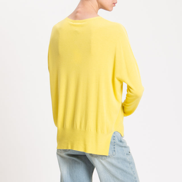 Vicolo-Maglia girocollo spacchi laterali - mimosa