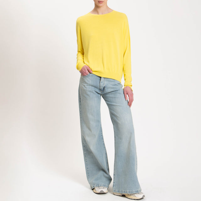 Vicolo-Maglia girocollo spacchi laterali - mimosa