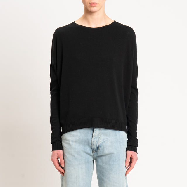 Vicolo-Maglia girocollo spacchi laterali - nero