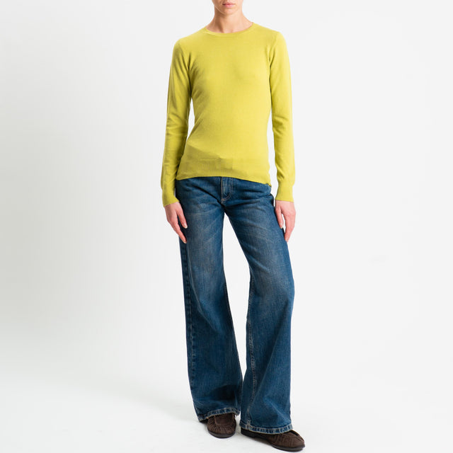 Vicolo-Maglia girocollo bordi a coste - olio