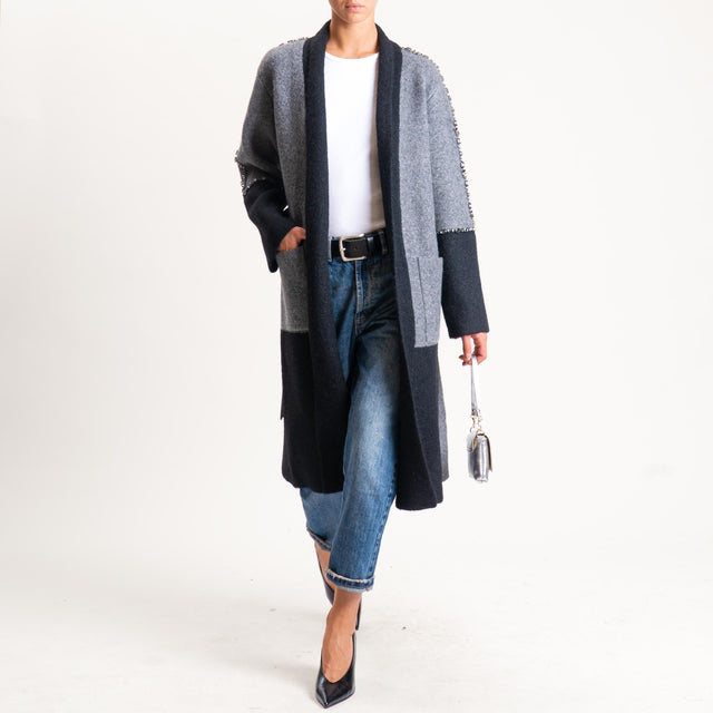 Vicolo-Cappotto in maglia con applicazioni - grigio/nero