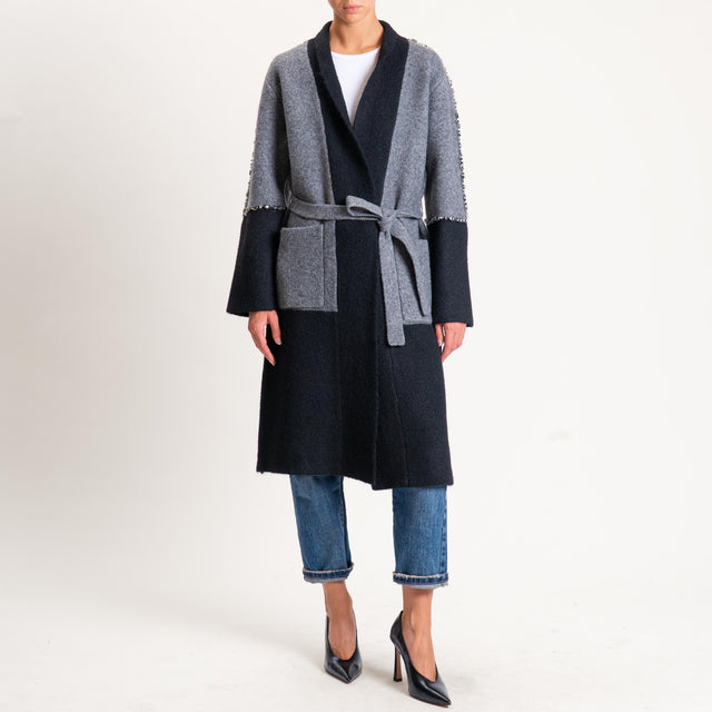 Vicolo-Cappotto in maglia con applicazioni - grigio/nero