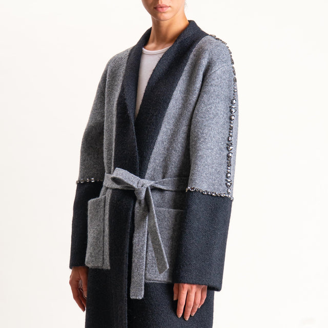 Vicolo-Cappotto in maglia con applicazioni - grigio/nero