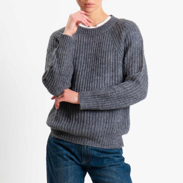 Vicolo-Maglia mohair coste inglesi - antracite