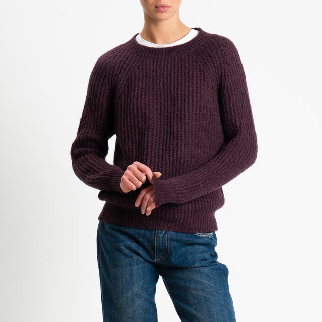 Vicolo-Maglia mohair coste inglesi - melanzana