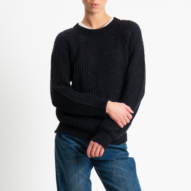 Vicolo-Maglia mohair coste inglesi - Nero