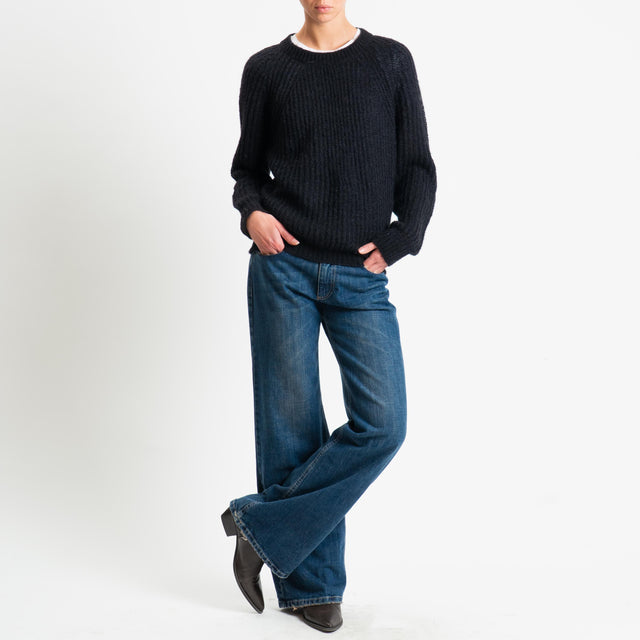 Vicolo-Maglia mohair coste inglesi - Nero