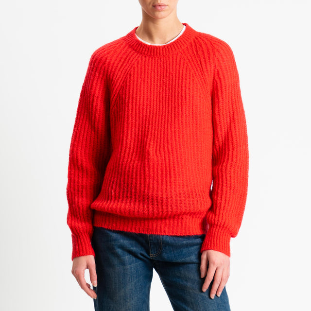 Vicolo-Maglia mohair coste inglesi - rosso