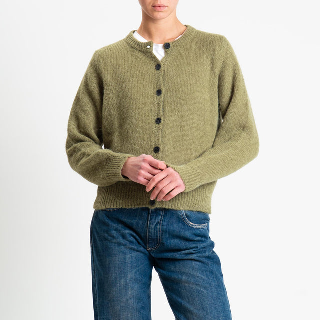 Vicolo-Cardigan rebecchina misto alpaca - militare