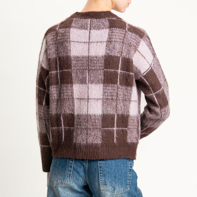 Vicolo-Cardigan misto lana bottoni dorati - rosa/moro