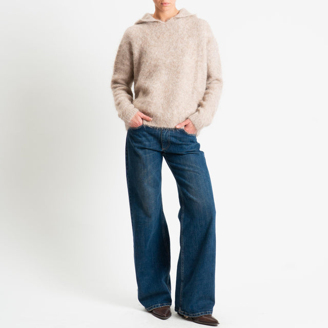 Vicolo-Maglia misto alpaca con cappuccio - beige