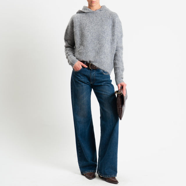 Vicolo-Maglia misto alpaca con cappuccio - grigio