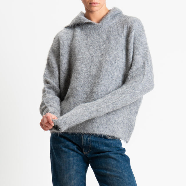 Vicolo-Maglia misto alpaca con cappuccio - grigio