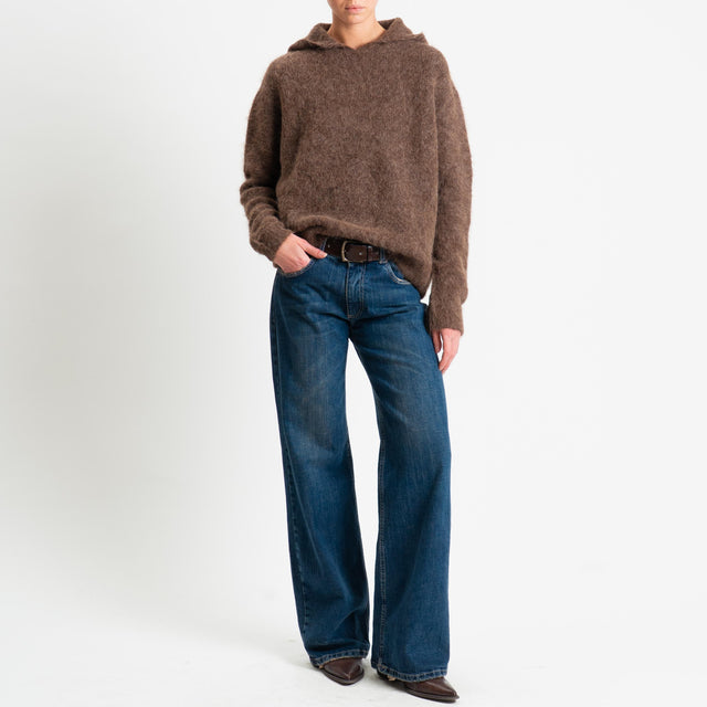 Vicolo-Maglia misto alpaca con cappuccio - moro