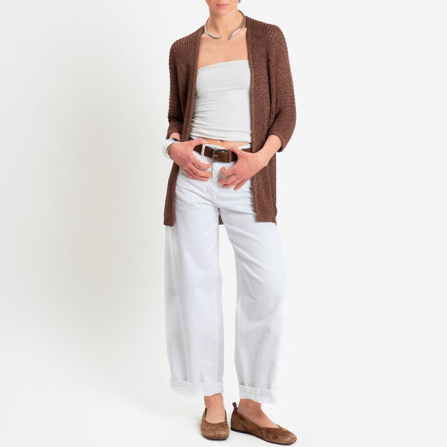 Vicolo-Cardigan costa inglese filo lurex - moro