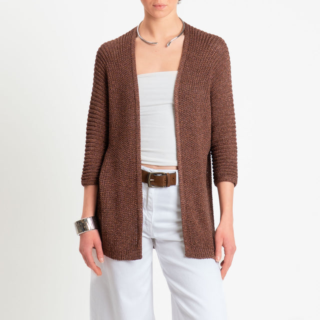 Vicolo-Cardigan costa inglese filo lurex - moro