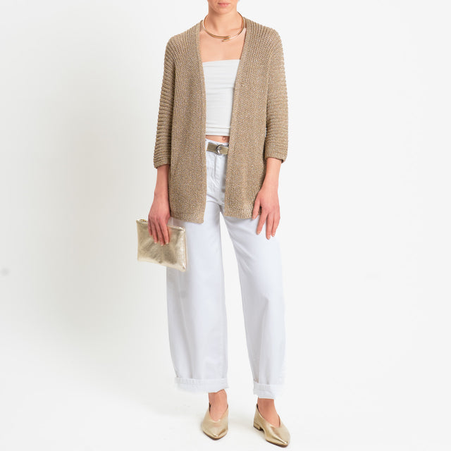 Vicolo-Cardigan costa inglese filo lurex - oro