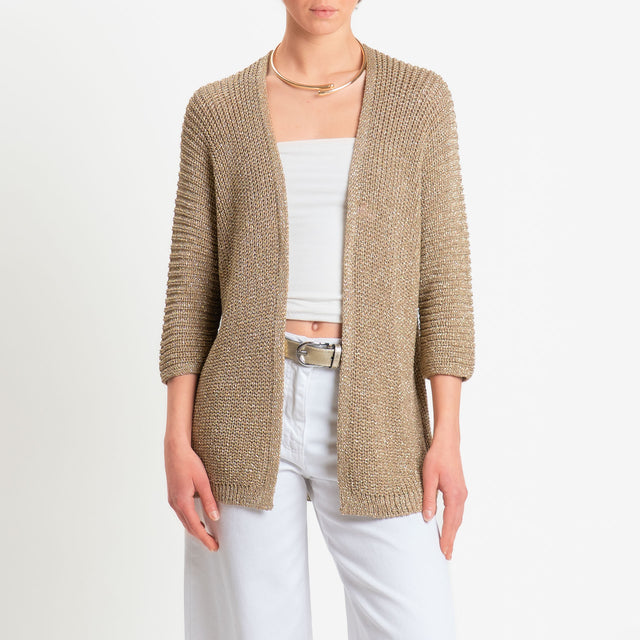 Vicolo-Cardigan costa inglese filo lurex - oro