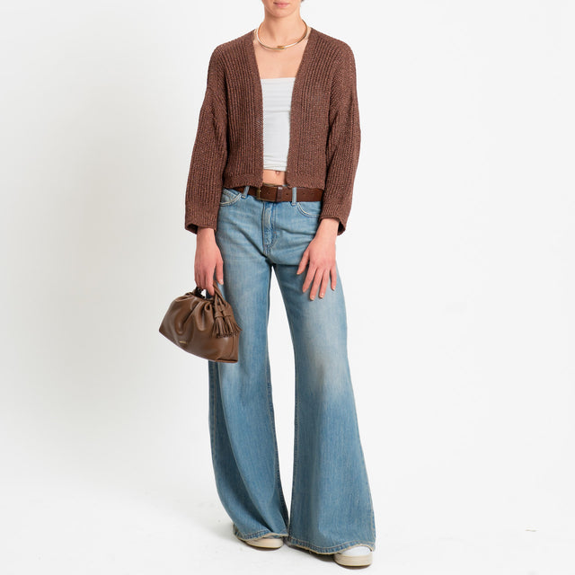 Vicolo-Cardigan crop costa inglese filo lurex - moro