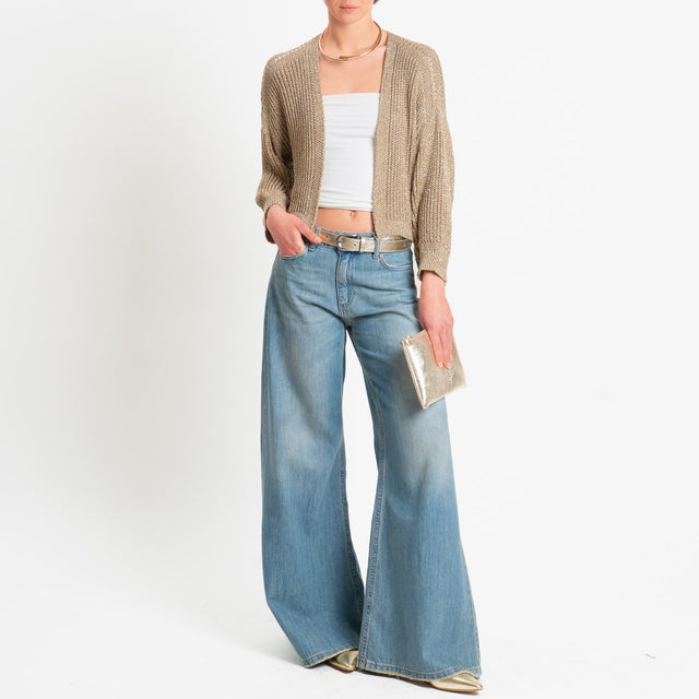 Vicolo-Cardigan crop costa inglese filo lurex - oro