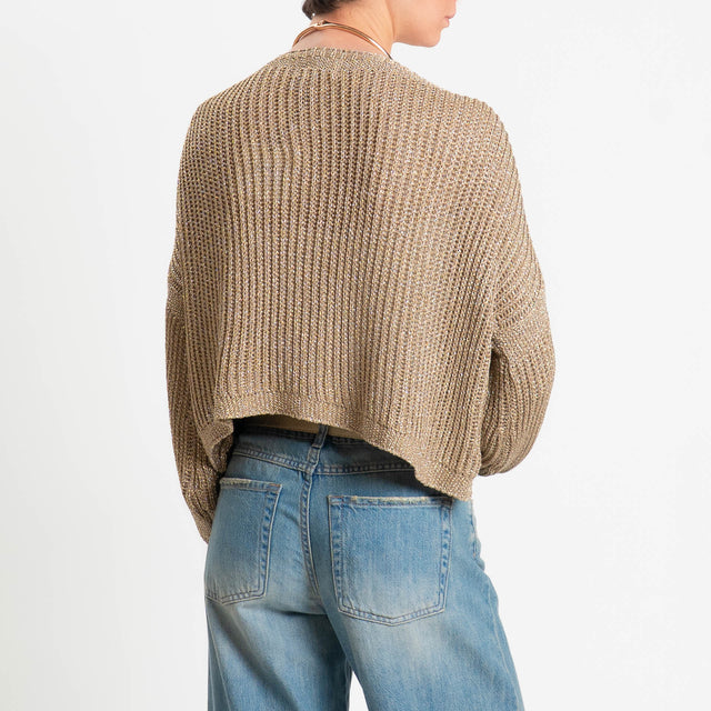 Vicolo-Cardigan crop costa inglese filo lurex - oro