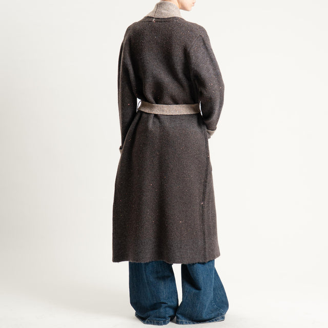 Vicolo-Cappotto in maglia con micropaillettes - moro/tortora