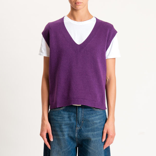 Vicolo-Gilet misto angora spacchi laterale - peonia