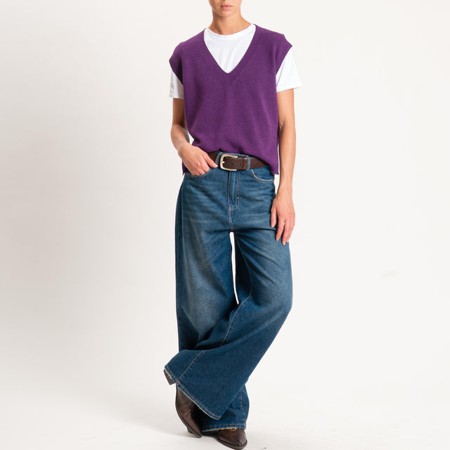 Vicolo-Gilet misto angora spacchi laterale - peonia