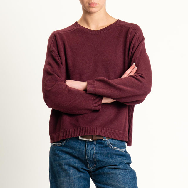 Vicolo-Maglia girocollo boxy - vino