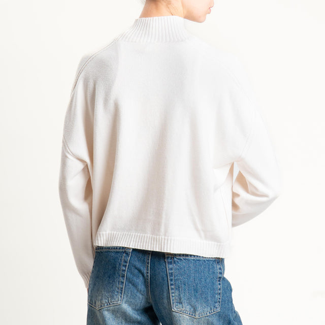 Vicolo-Maglia boxy collo montato - burro