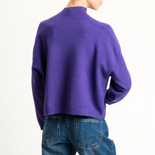 Vicolo-Maglia boxy collo montato - viola