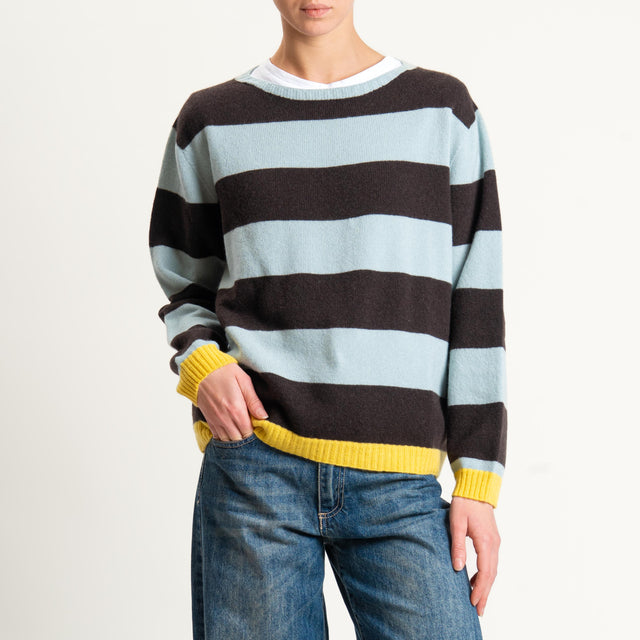Vicolo-Maglia a righe lana e cashmere - polvere/moro/giallo