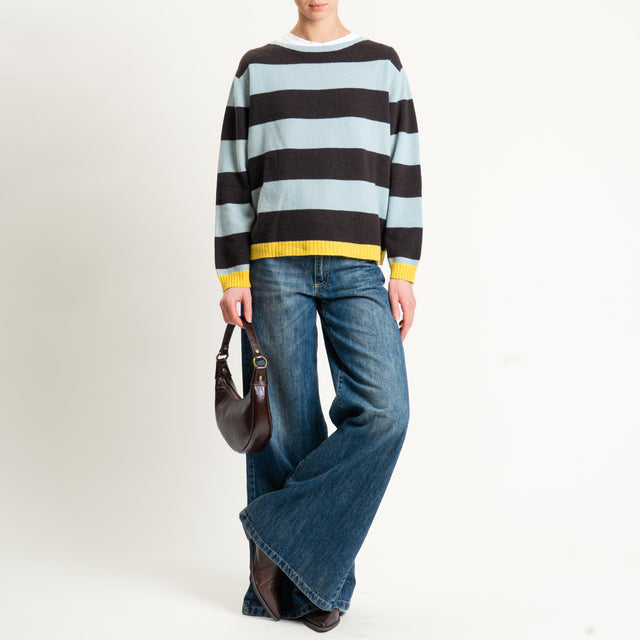Vicolo-Maglia a righe lana e cashmere - polvere/moro/giallo