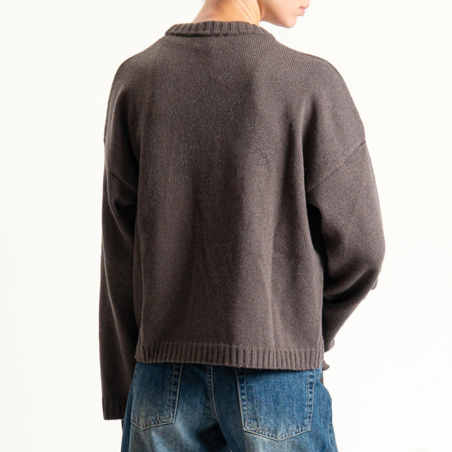 Vicolo-Maglia misto cashmere lacci sulla manica - moro