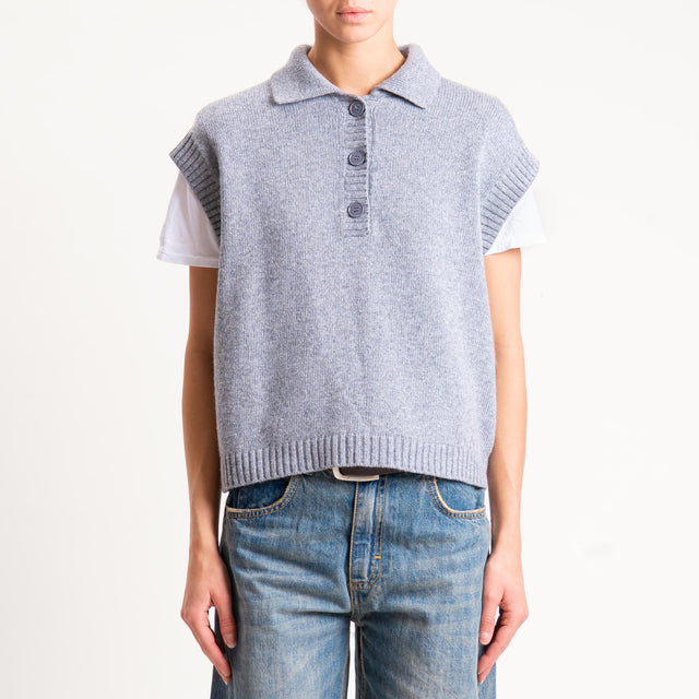 Vicolo-Gilet a polo misto cashmere - grigio