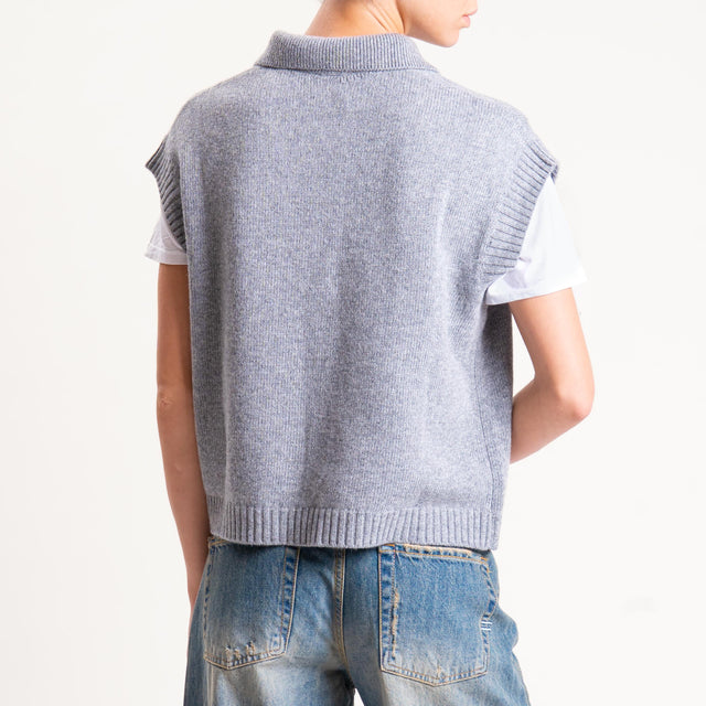 Vicolo-Gilet a polo misto cashmere - grigio