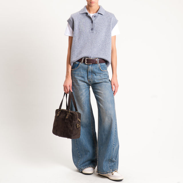 Vicolo-Gilet a polo misto cashmere - grigio