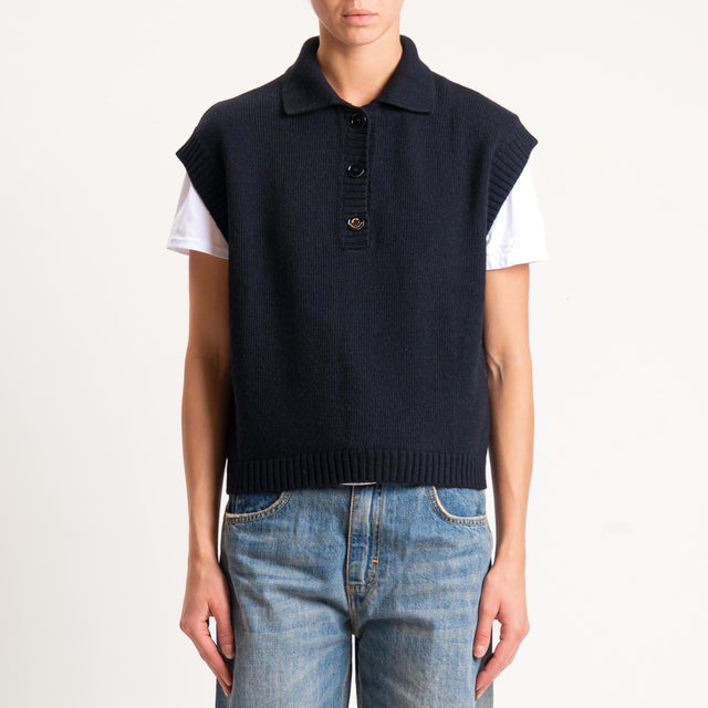 Vicolo-Gilet a polo misto cashmere - nero