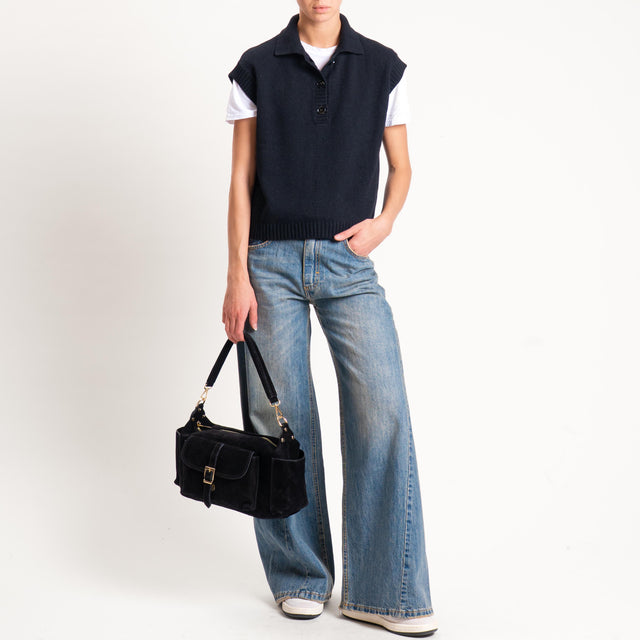 Vicolo-Gilet a polo misto cashmere - nero