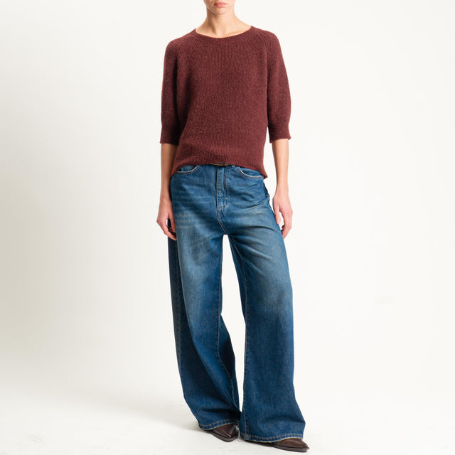 Vicolo-Maglia misto alpaca manica 3/4 - vino