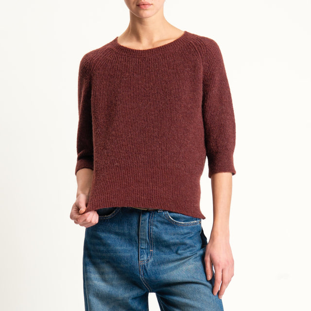 Vicolo-Maglia misto alpaca manica 3/4 - vino