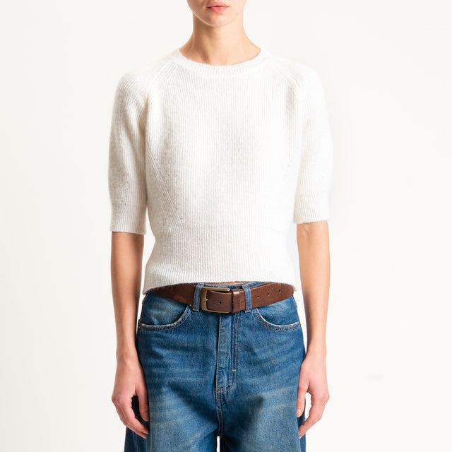 Vicolo-Maglia misto alpaca manica 3/4 - burro
