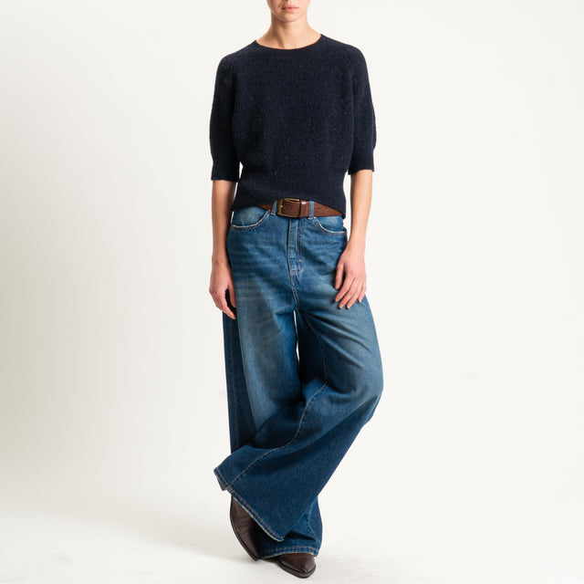 Vicolo-Maglia misto alpaca manica 3/4 - nero