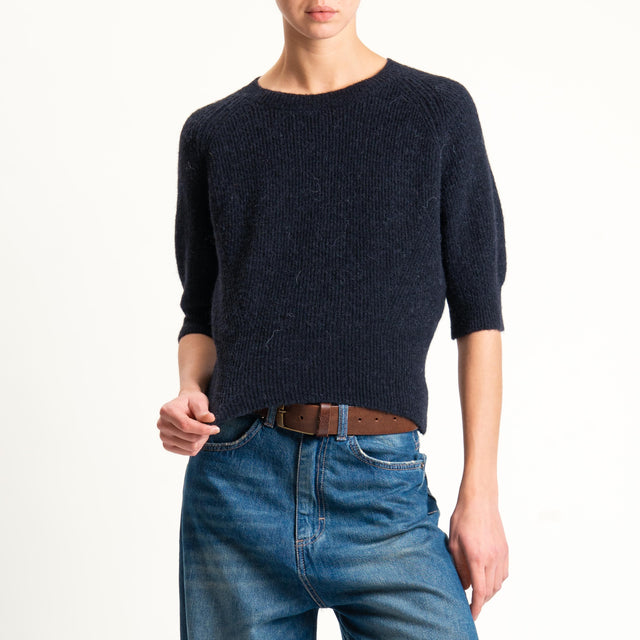 Vicolo-Maglia misto alpaca manica 3/4 - nero