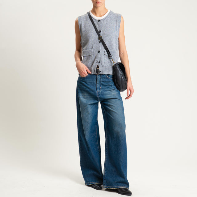 Vicolo-Gilet misto cashmere con tasche - grigio melange