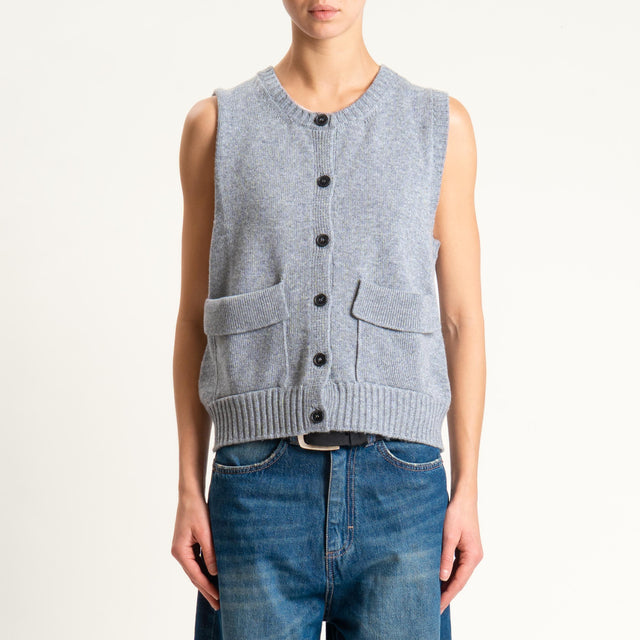 Vicolo-Gilet misto cashmere con tasche - grigio melange