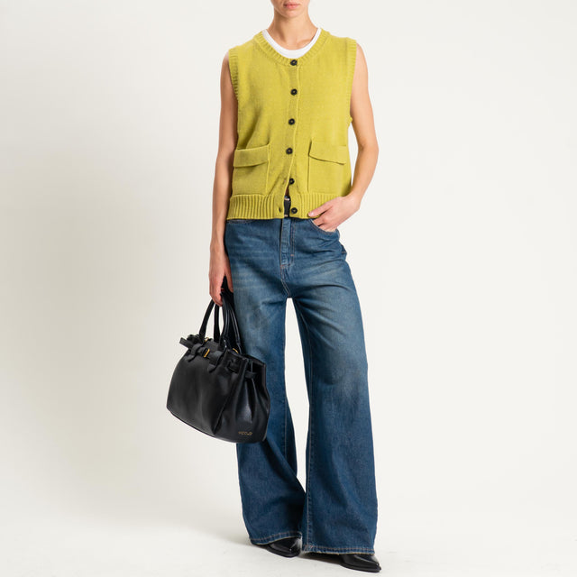 Vicolo-Gilet misto cashmere con tasche - olio