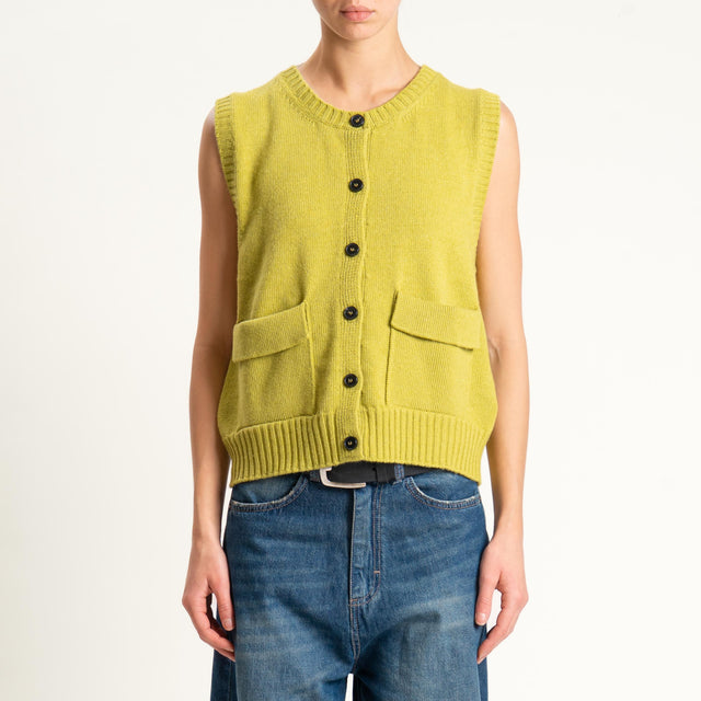 Vicolo-Gilet misto cashmere con tasche - olio